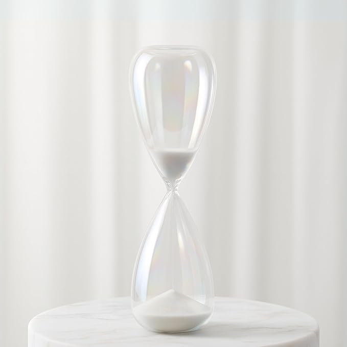 Cassandra Iridescent Hourglass Decorative Object – Large Glass Teardrop Silhouette Modern Home Decor – Shelf Display & Coffee Table Decor for Office & Living Room – 23", Frost