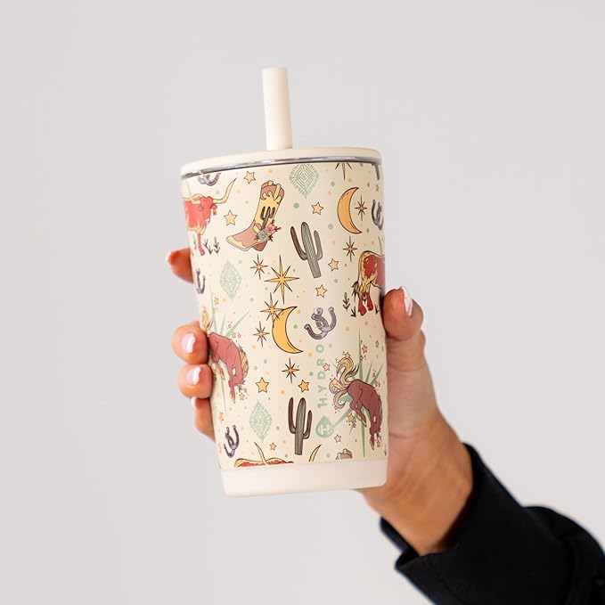 HydroJug Everyday Tumbler 14 oz – Ceramic-Lined Insulated Tumbler with Straw and Soft-Touch Lid, Cup Holder Friendly, Double-Wall Vacuum Insulation, Reusable Travel Cup – Rodeo