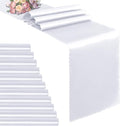 VACVELT White Satin Table Runners, 12x72 Inch, 12 Pack, Scalloped Edge | Silky by VACVELT