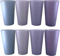 32 oz Plastic Cups Large Reusable set 8, Plastic Tumbler Grey Tone | Food Grade by WEXINHAO
