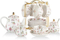 Porcelain Tea Sets British Royal Series, 8 OZ Cups & Saucer Service by Sweejarco1949