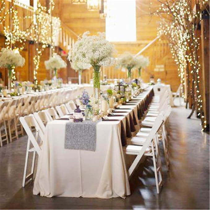 B-COOL Burlap Table Runner Gray Wedding Table Runners Roll Jute Fabric - Image 5