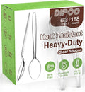 168pc 6.8" Clear Plastic Spoons Heavy Duty with Heat Resistant & BPA Free, Solid and Durable Plastic Cutlery, Premium Disposable Spoons for Party Supply