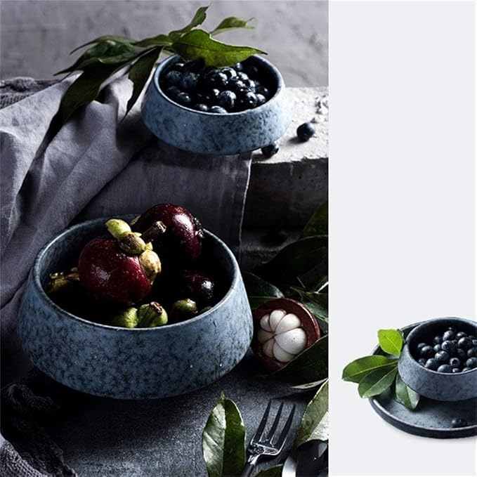 Bowls Japanese Style Irregular Noodle Bowls Fruit Salad Noodle Soup Bowl Dinnerware Set Ceramic Bowls Tableware(Small)