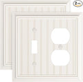2-Pack Classic Beadboard Combo Toggle/Duplex Light Switch Cover Plate, Light Almond Outlet Cover Plate, Natural Bamboo Fiber Decorative Wall Receptacle Cover for Electrical Outlets, Light Switch