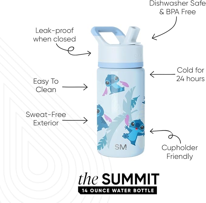 Simple Modern Lilo and Stitch Kids Water Bottle & Toddler Cup | 14oz | - Image 2