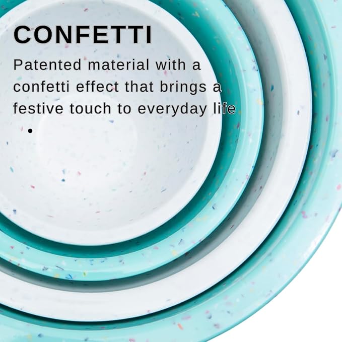 Confetti Melamine Mixing Nesting Bowls Set, 4 Piece 18oz to 4qt Mint | Colorful - Image 6