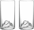 Mountain View Glass Cups – Modern Clear Glass Cups Set, Sleek Design, by Boxonly