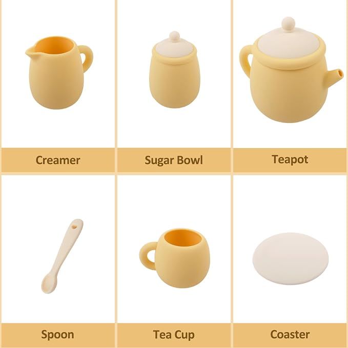 MCGMITT Toy Tea Set, Silicone Tea Party Set - Image 9