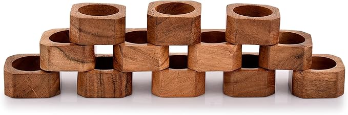 Napkin Ring Acacia Wood Napkin Rings Classic Everyday Use Thanksgiving - Image 2