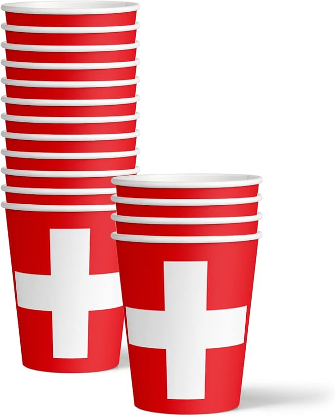 Switzerland Flag Birthday Party Supplies Set Plates Napkins Cups Tableware Kit for 16