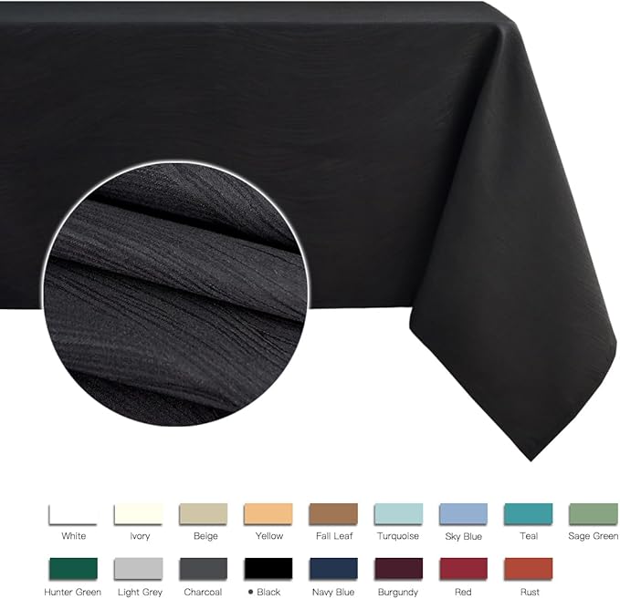 maxmill Square Tablecloth Swirl Design Spillproof Wrinkle Free Heavy Weight Soft Table Cloth Decorative Fabric Table Cover for Outdoor and Indoor Use Square 70 x 70 Inch Black