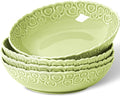 HOMBENE Heartbeat Pasta Bowls Set of 4, 40oz, Porcelain Wide and Shallow, Soup, Pasta, Noodle, Dinner, Large Salad Bowls Soup Bowl for Kitchen, Microwave & Dishwasher Safe (Mint Glow Green)