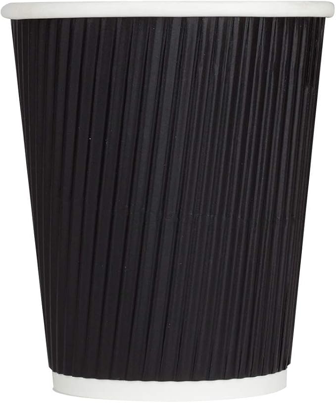 Karat 8 oz Ripple Insulated Coffee Cup Black Disposable Paper Hot Cup, Sturdy by Karat