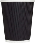 Karat 8 oz Ripple Insulated Coffee Cup Black Disposable Paper Hot Cup, Sturdy by Karat