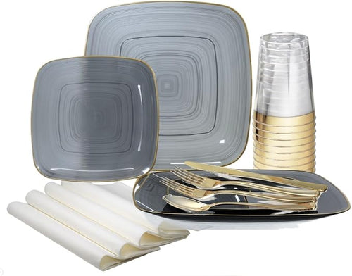 " OCCASIONS " 200pcs set-Wedding Party Disposable Plastic Plate Set -25 x 10'' by OCCASIONSFINESTPLASTICTABLEWARE