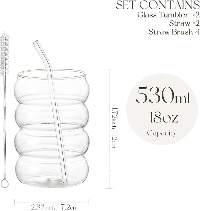 KEMORELA 2PCS Wave Bubble Beverage Glasses - Image 3