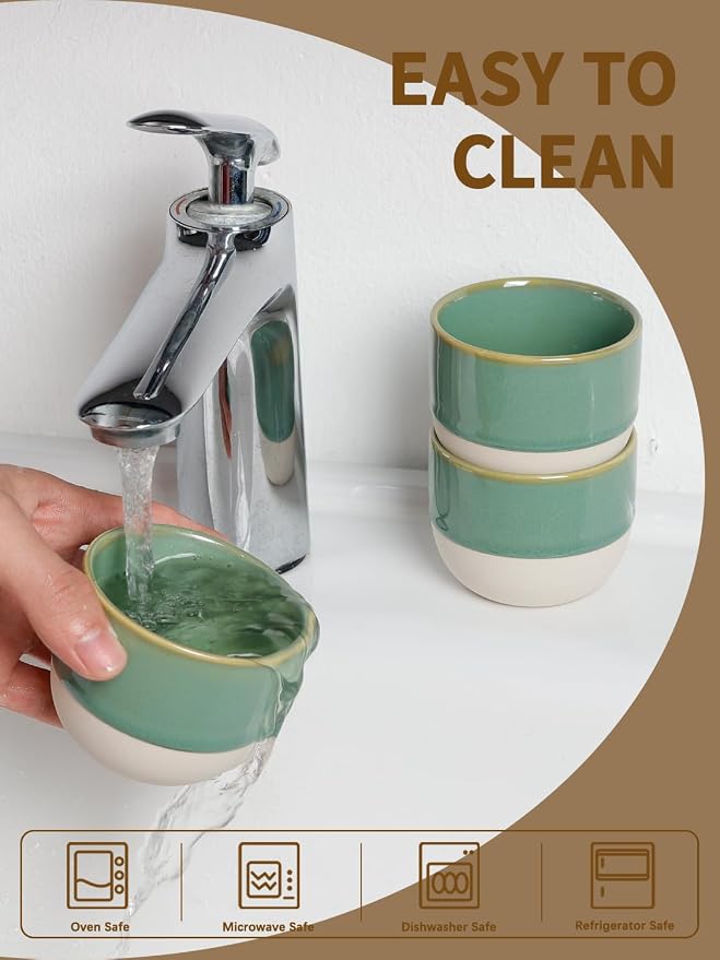 4oz Espresso Cups Set of 4, Cappuccino – Two-Tone Stackable Small Mugs - Image 6