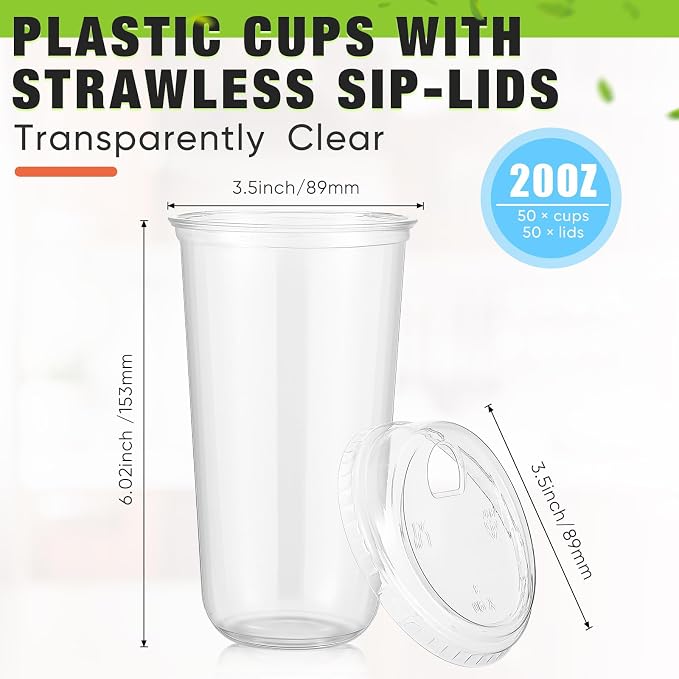 Ziliny 50 Sets Clear Plastic Coffee Cups - Image 3