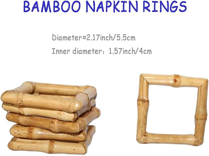 Bamboo Napkin Rings, Napkin Ring Set of 6, Handmade Natural Napkin Holder Ring - Image 3