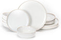 Plates and Bowls Sets, Ceramic Dinnerware Sets, 12 Pieces Modern Stoneware Dinnerware Set for 4, Reactive Glaze Dinnerware Set for Home Kitchen, Scratch Resistant, Microwave and Dishwasher