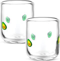 SiliFine 2 Pcs Avocado Icon Juice Glasses - 14oz Avocado Stemless Wine Drinking by SiliFine