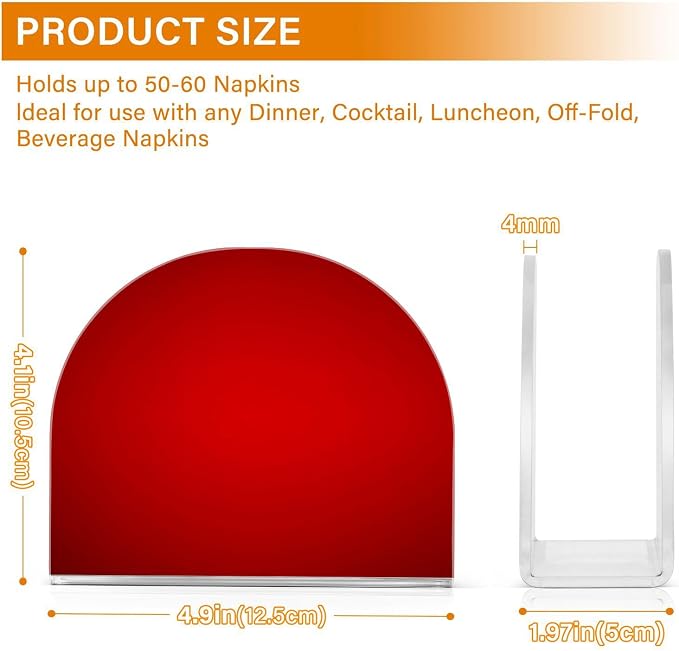 Napkin Holder, Plain Red Solid Color Napkin Holder - Image 3