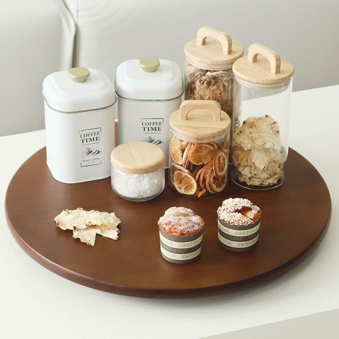CONMEOCON- 22" Wooden Large Lazy Susan for Table Top with Premium Rubber Wood Sturdy and Good Craftsmanship, Large Charcuterie Board for The Party and Dining Table