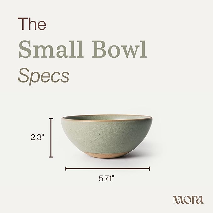 MORA Small Bowls Set of 4, 16oz Ceramic Pottery Dessert Bowls - Microwave, Oven and Dishwasher Safe - Thyme