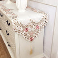 Classic Flowers Dining Table Runner Embroidery Tassel Floral Lace Table Runners by Arzoe