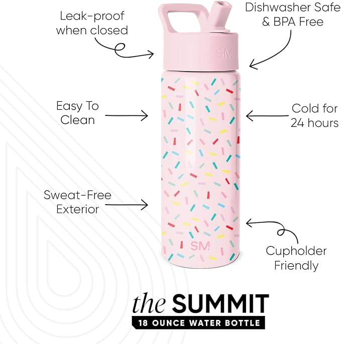 Simple Modern Kids Water Bottle & Toddler Cup | 18oz | Confetti | Insulated - Image 2