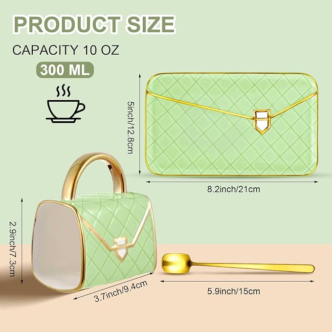 Zubebe 1 Set Coffee Mug Elegant Handbag Shaped Cup Modern Ceramic Purse Mug - Image 2