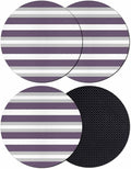 Purple Grey Stripe Coasters Set of 4, Minimalist Farmhouse Striped Soft by PIEPLE