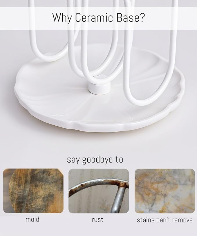 VROOMIUM Napkin Holder for Table, Effortless Cleaning Ceramic Base, 1 lb Weight, White Napkin Holders for Paper Napkins, Servilleteros para Mesas