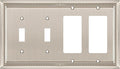Henne Bery Sunken Pearls Decorative Wall Plate Switch Plate Outlet Cover (Double Toggle/Double Decorator, Satin Nickel)