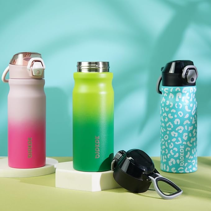 BJPKPK 18 oz Water Bottle with Straw & Handle, Insulated Stainless Flask | Leak - Image 5