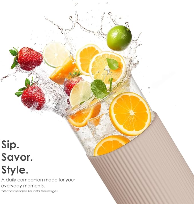 SANDJEST Glass Tumbler with Straw and Lid, Glass Water Bottle with Silicone - Image 4