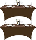 2-Pack 8ft Spandex Table Covers for Rectangle Folding Tables - Washable Elastic Tablecloth - Ultimate Fitted Table Protector for Birthday Parties, Trade Shows, Banquet