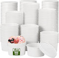 Fulmoon 100 Pack Paper Soup Containers with Lids Disposable Paper Food Containers with Vented Lid Kraft Ice Cream Cake Dessert Cups Soup Bowl for Party Hot Food Fruit Microwave(4 oz,White)