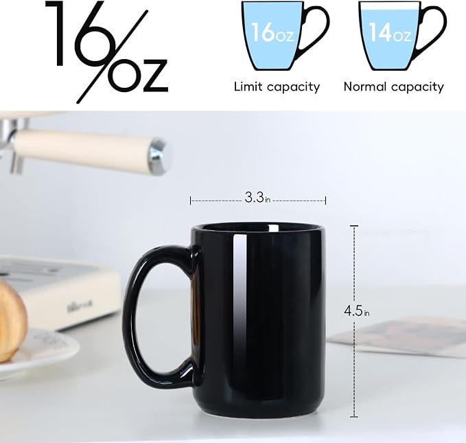 16 OZ Coffee Mugs, Classic Blank Ceramic Cup - Image 3
