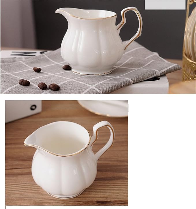 ufengke 15 Pieces Simple White English Ceramic Tea Sets, Tea Pot, Bone China - Image 7