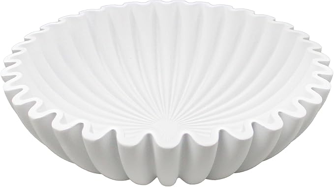 Large Decorative Bowl, Modern Handicraft Bowls for Home Decor, Decorative Fruit Bowl for Kitchen Counter, Ruffle Bowl Decor, Stylish Key Bowl for Entry Table, White