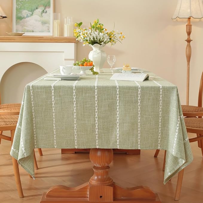 Zobesta Sage Green Table Cloth Square 60 x 60 Inch, Cotton Green Linen Tablecloth Square Heavy Weight Washable Farmhouse Soft Boho Tablecloth for Party, Holiday, Picnic, Dining, Outdoor,Fall