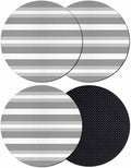 Grey Stripe Coasters Set of 4, Minimalist Farmhouse Striped Soft Absorbent by PIEPLE