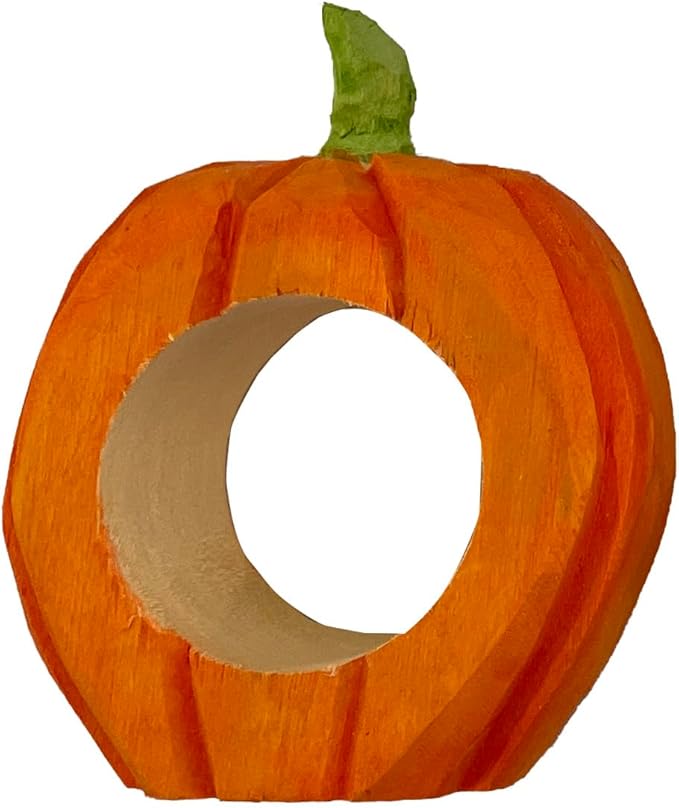 Set of 4 Hand-Carved Wooden Holiday Napkin Rings – Christmas Tree, Santa, Pumpkin, Snowman Design