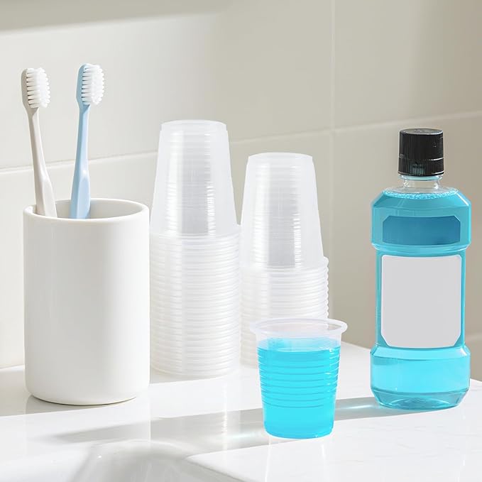 600 Pack 3 oz Clear Plastic Cups, Small Bathroom Cups, Disposable Mouthwash Cup, Cold Party Drinking Cup, Perfect for Whiskey, Juice, Soda, Coffee