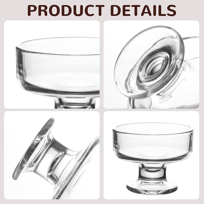 7oz Glass Ice Cream Bowls- Versatile Dessert Bowls & Cups for Mixed Drinks, Desserts, Nuts, Fruit, Pudding & Snacks- Perfect for Parties, Gatherings (12)