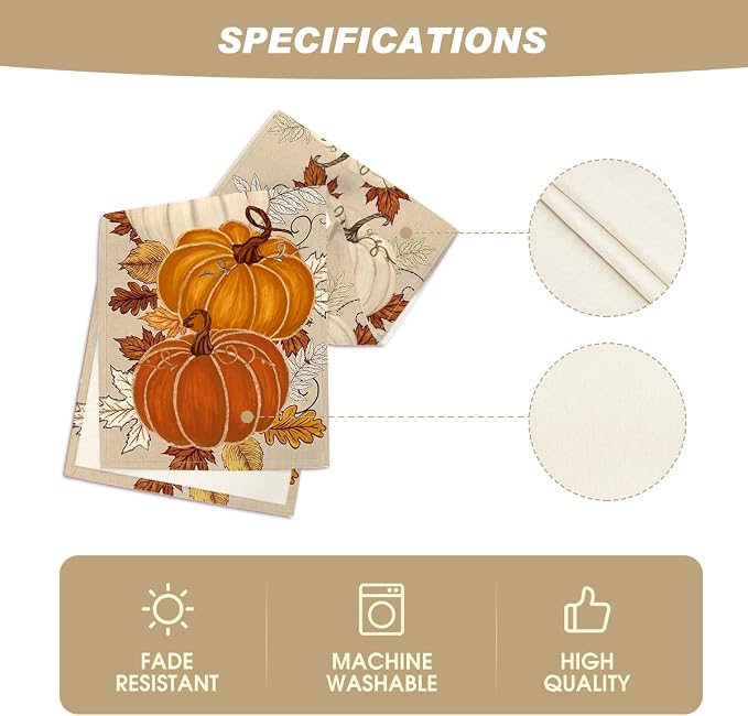 Artoid Mode 210 GSM Fall Table Runner 13x60 Inch Home Party Decor | Orange - Image 5