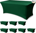 Table Cover for 6 Foot Rectangle Tables-8 Pack Hunter Green Fitted Stretch Tablecloth-Spandex 6ft Christmas Tablecloth for Party, Vendor Booth Display, Banquet Buffet Event, Craft Trade Show