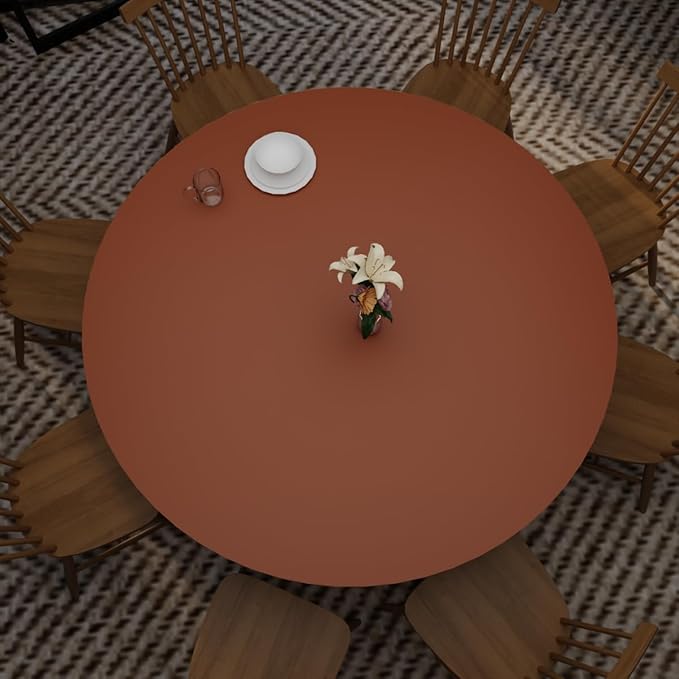 Leather Round Table Cover 1.8mm Thick,Dia.42 Inch Round Table Protector,Round Dining Table Cover.(Brown+Gray)